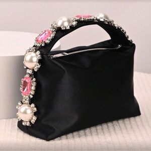 🆕 Satin Pearl Rhinestone Handbag